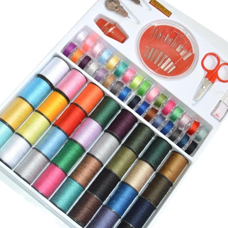 64Rolls Sewing Machine Line thread Spool Set Bobbin Cotton Reel Needle Tape Kit