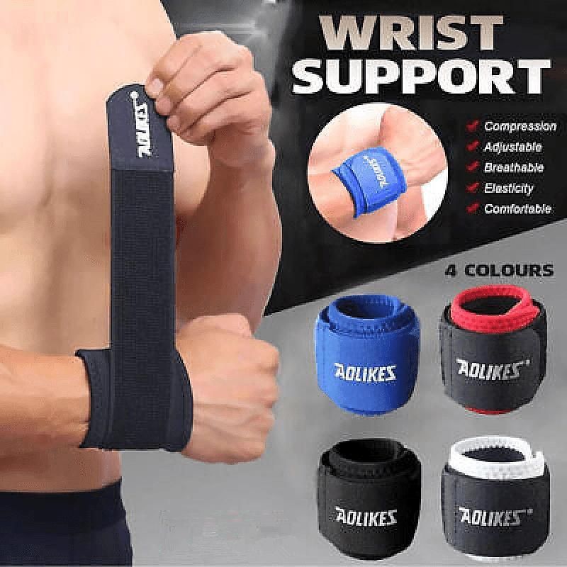 Aolikes Adjustable Sports Gym Wrist Support Brace Wrap Band Wristband Strap Au - Black+Grey