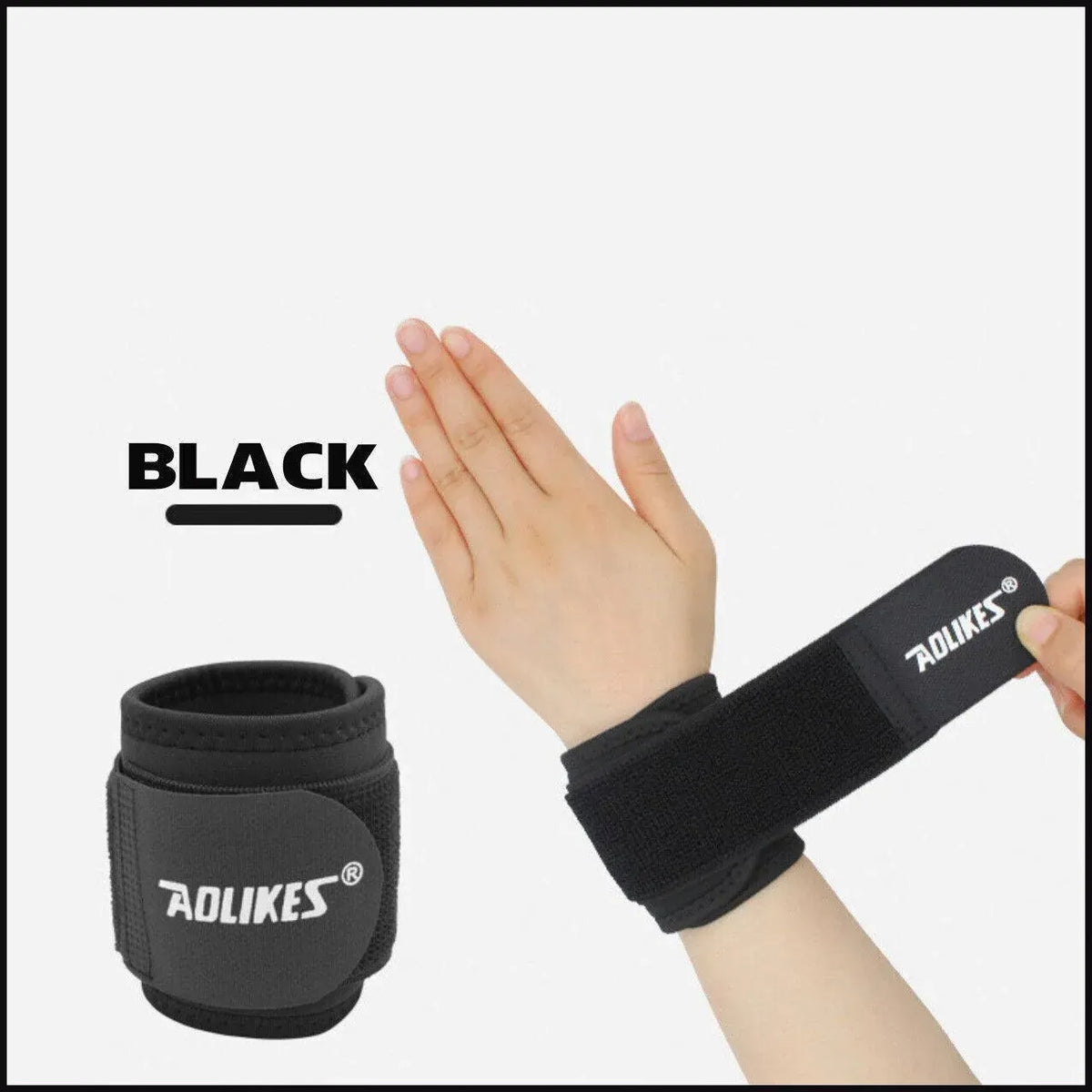 Aolikes Adjustable Sports Gym Wrist Support Brace Wrap Band Wristband Strap Au - Black+Grey