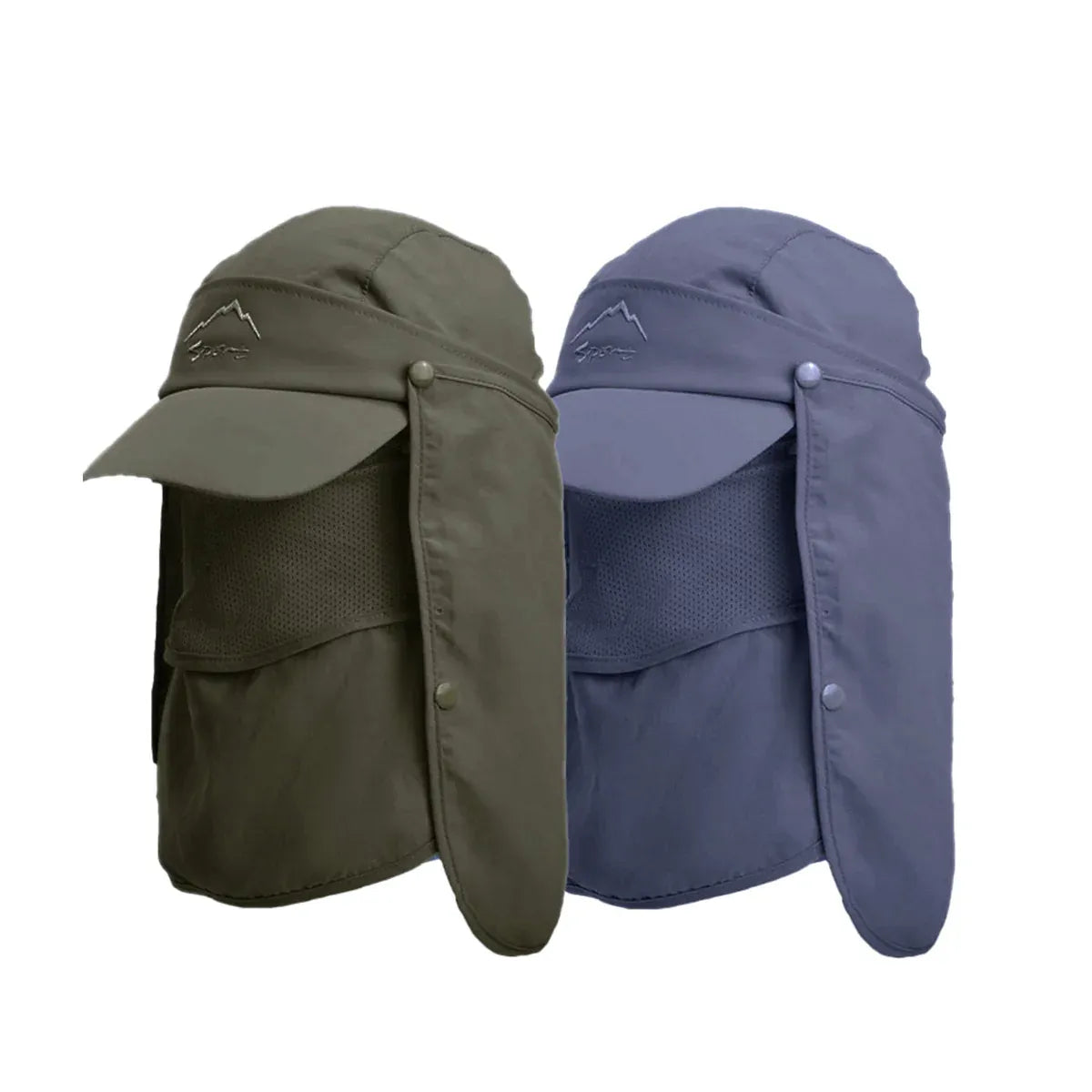 Unisex Face Neck Flap Hat Wide Brim Cap Hiking Fishing Sun Protection Outdoor - Dark Grey