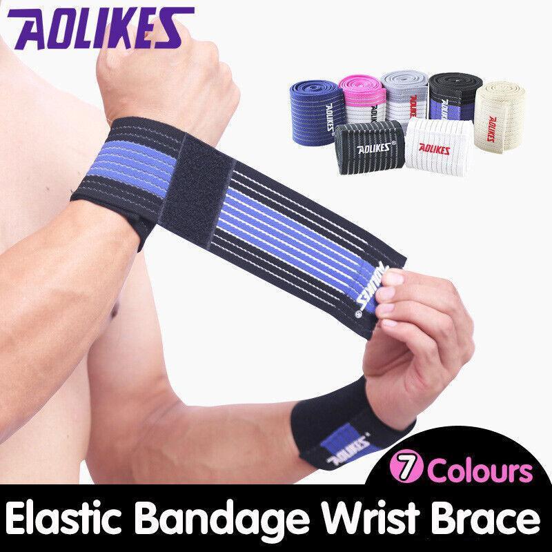 Aolikes Wrist Brace Elastic Bandage Support Sport Gym Wrap Fitness Wristband - Black