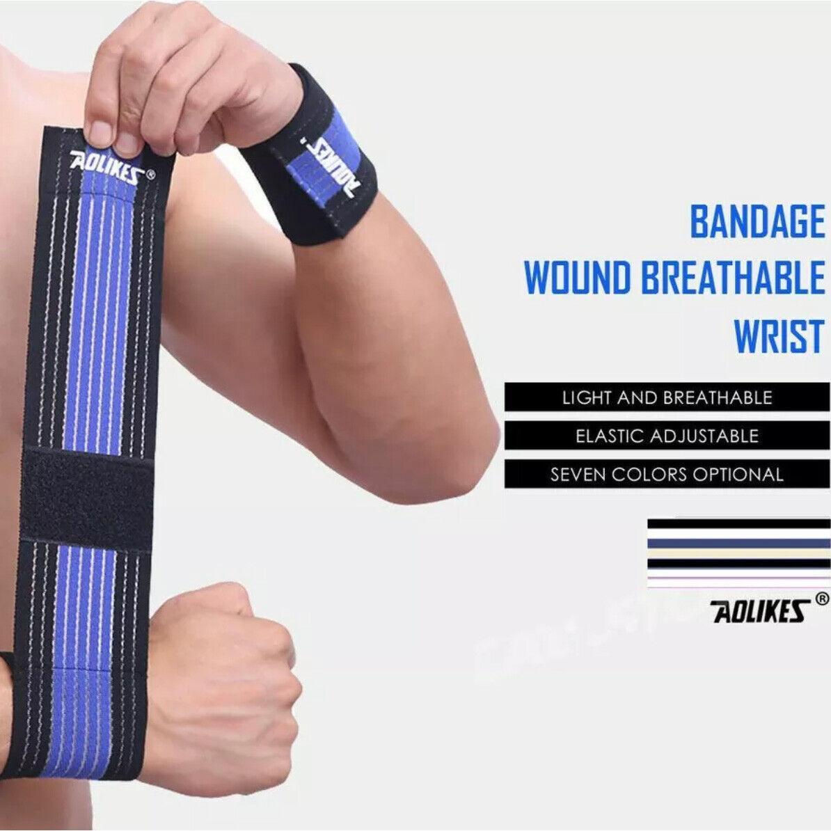 Aolikes Wrist Brace Elastic Bandage Support Sport Gym Wrap Fitness Wristband - Blue