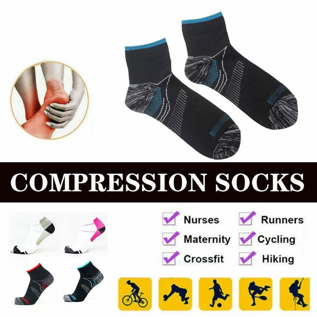 L XL Ankle Compression Socks for Foot Support and Daily Comfort Unisex Black Red