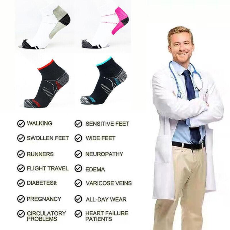L XL Ankle Compression Socks for Foot Support and Daily Comfort Unisex - Black-Red
