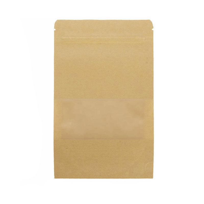 10-200x 9*14+3cm Stand Up Bag Kraft Paper Seal Packaging Window Zip Lock Pouch - 10 PCS