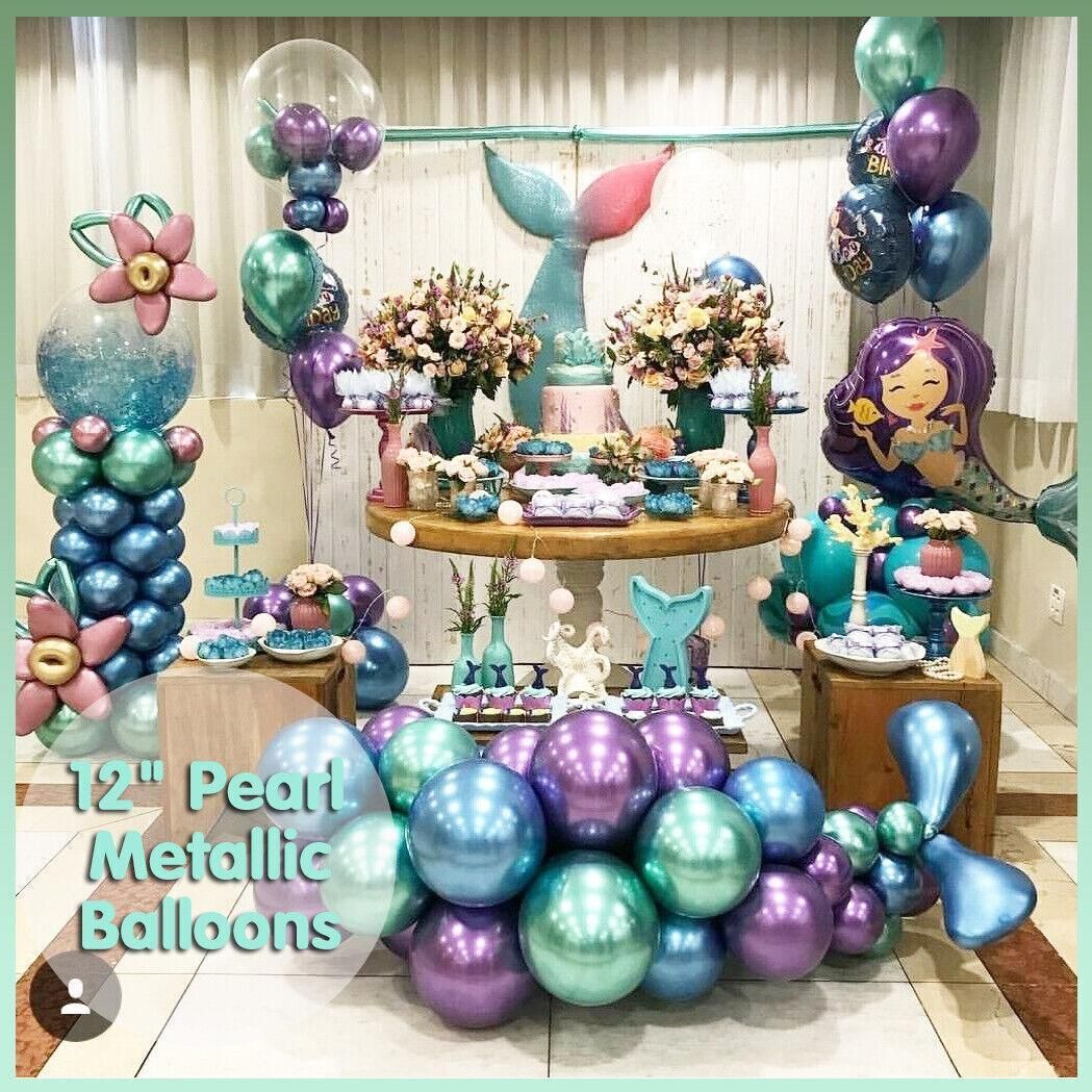 Metallic Latex Balloons 12 Inch Chrome Party Balloons for Birthday Wedding Decoration - Green 10PCS