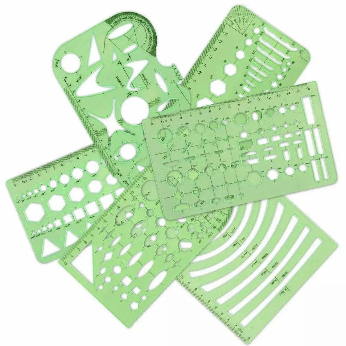 11Pcs Plastic Geometric Template Ruler Stencil Set Measuring Tool - 11 PCS