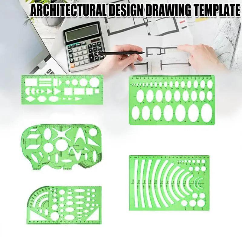 11Pcs Plastic Geometric Template Ruler Stencil Set Measuring Tool - 11 PCS