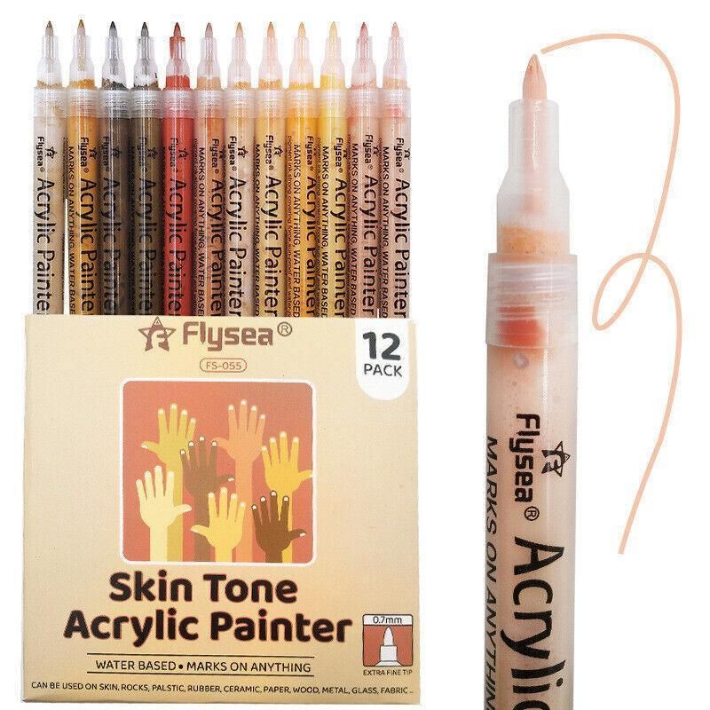 12 Colours Acrylic Paint Pens Markers Skin Tone