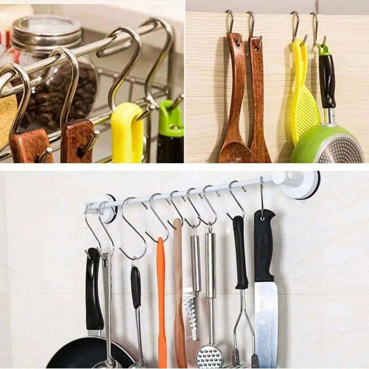 8cm Stainless Steel S Shape Hooks Kitchen Hanger Rack Clothes Hanging Plant Holders - 10PCS