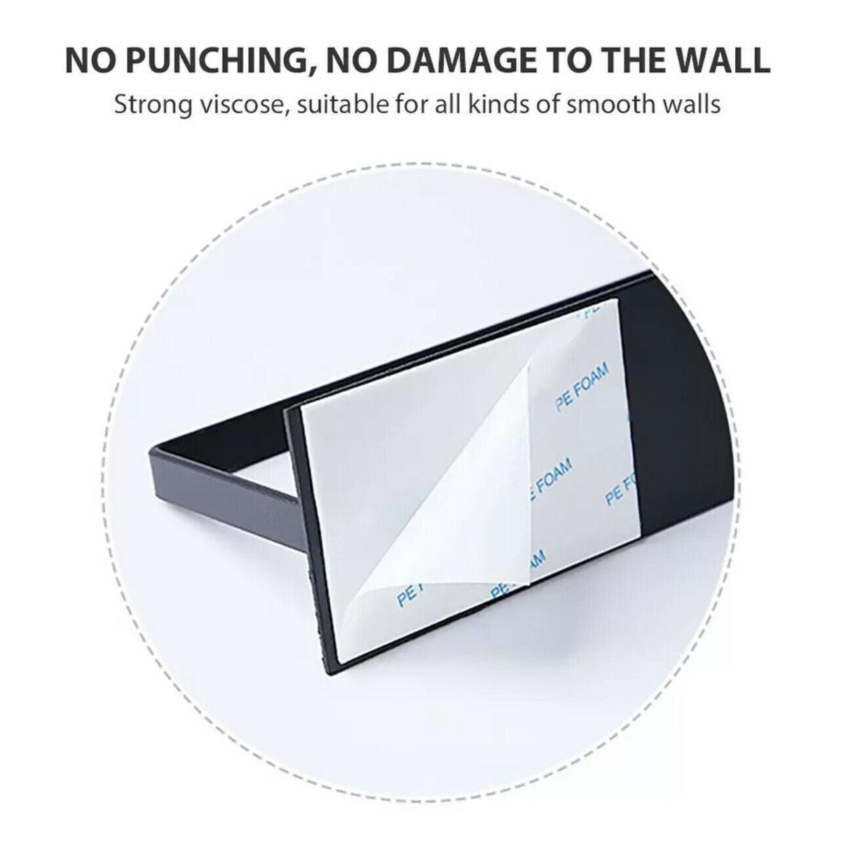 Self-Adhesive Paper Towel Holder Rack for Kitchen Rolls and Wrap Storage - Black x 1 unit
