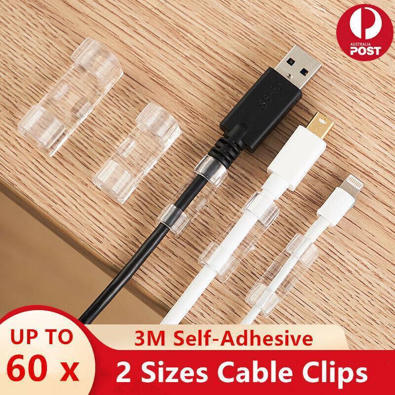 20PCS Cable Clips Management Holder Cord Wire Line Organizer Self-Adhesive M - M Size - White x 20 PCS