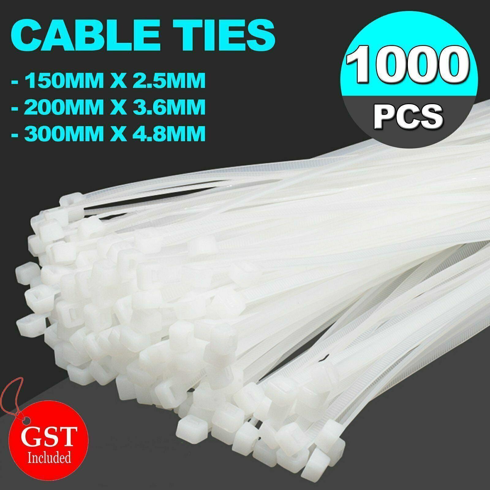 250-1000X Cable Ties Zip Ties Nylon Uv Stabilised Bulk White Clear Cable Tie - 4*200mm 500 PCS