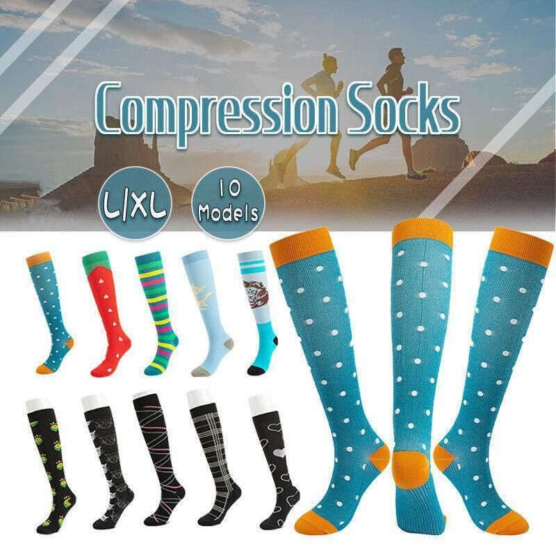 L/XL Size Compression Socks Unisex Adult Nursing Travel Stocking Sport - Strawberry