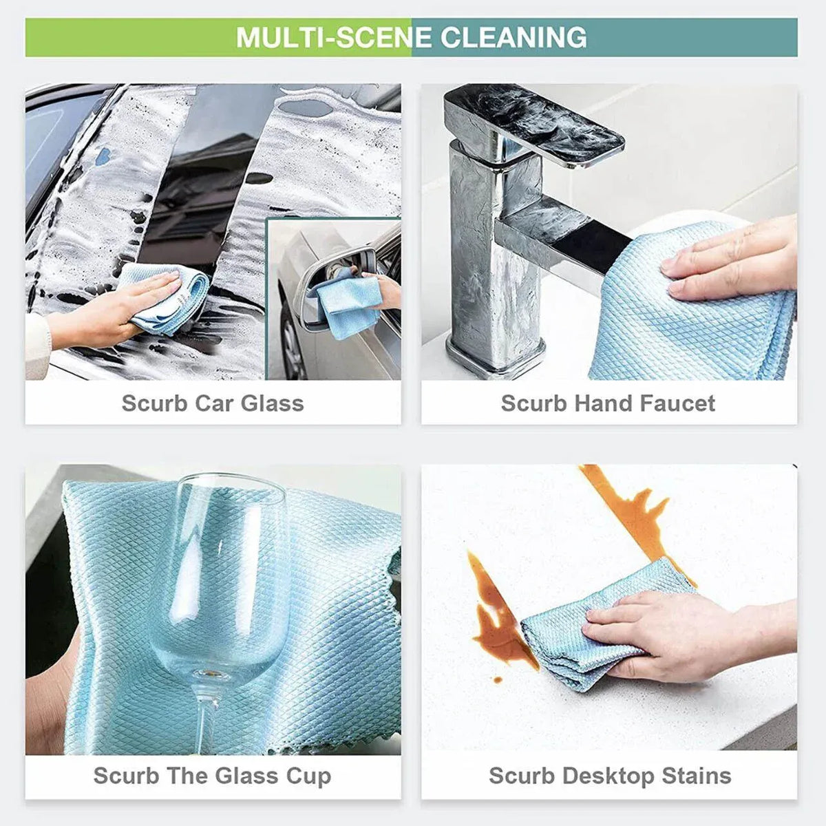 5X Fish Scale Microfiber Cleaning Cloth Dish Washing Glass Wipe Reusable Kitchen - 5Pcs-30cm*40cm