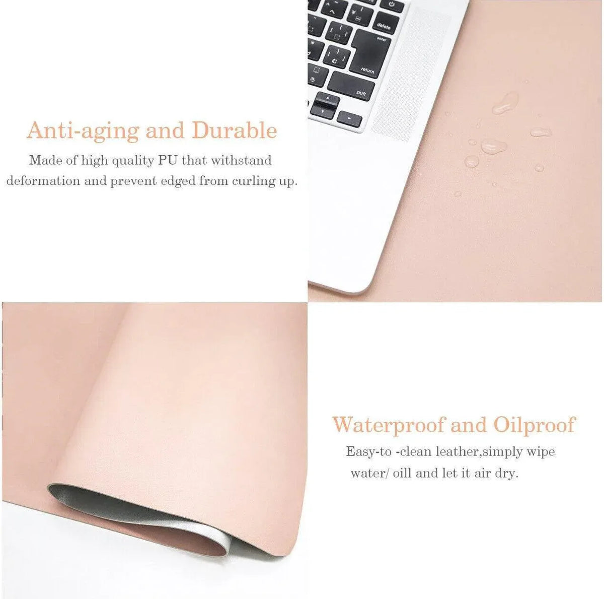 Leather Mouse Pad Gaming Waterproof Desk Mat 25 x 21cm Anti Slip - Black