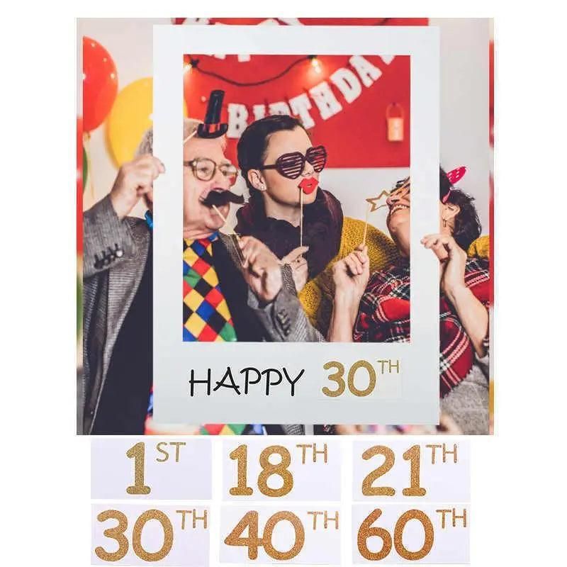 1Th 18Th-60Th Photo Booth Props Picture Frame Wedding Birthday Party Decoration - Happy 1ST
