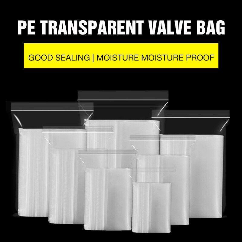 100PCS 100micron Bulk Clear Resealable PE Plastic Zip Bags - 10*20CM