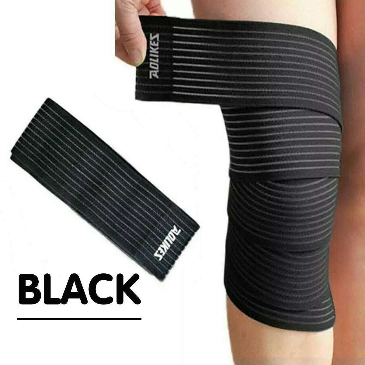 Sports Gym Bandage Wrap Compression Strap Wrist Knee Leg Ankle Elbow Band 180Cm - White+Grey