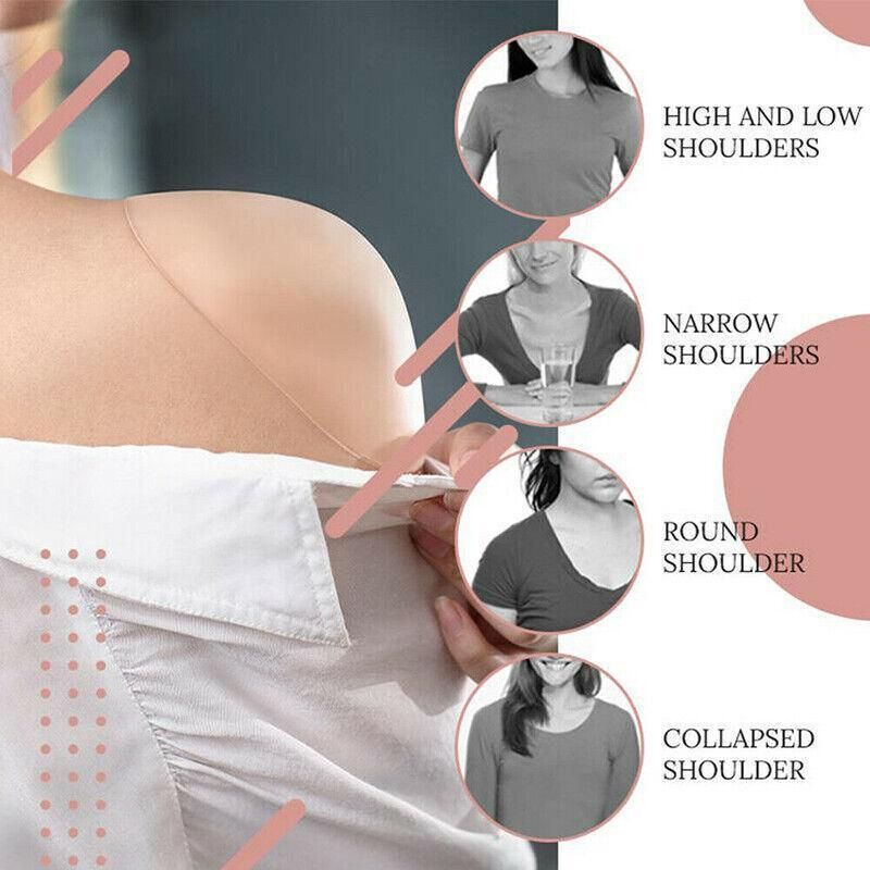 2Pcs Soft Anti-Slip Invisible Shoulder Pads Naturally Increased Silicone /Sponge - Black (Sponge)