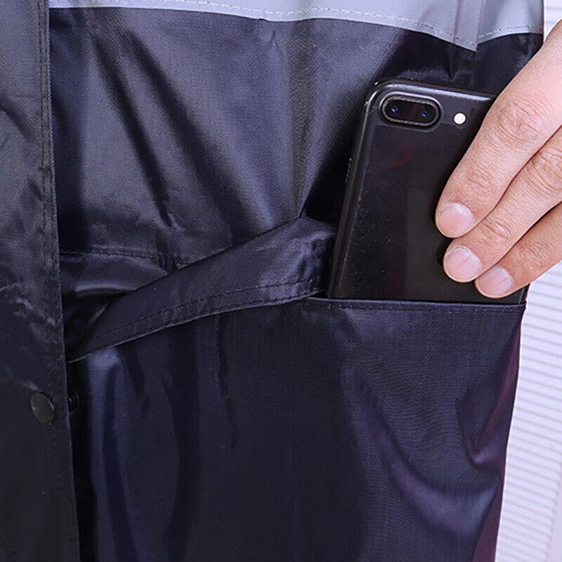 Unisex Waterproof Raincoat XL Size Lightweight Hooded Long Work Outdoor Overcoat - Blue