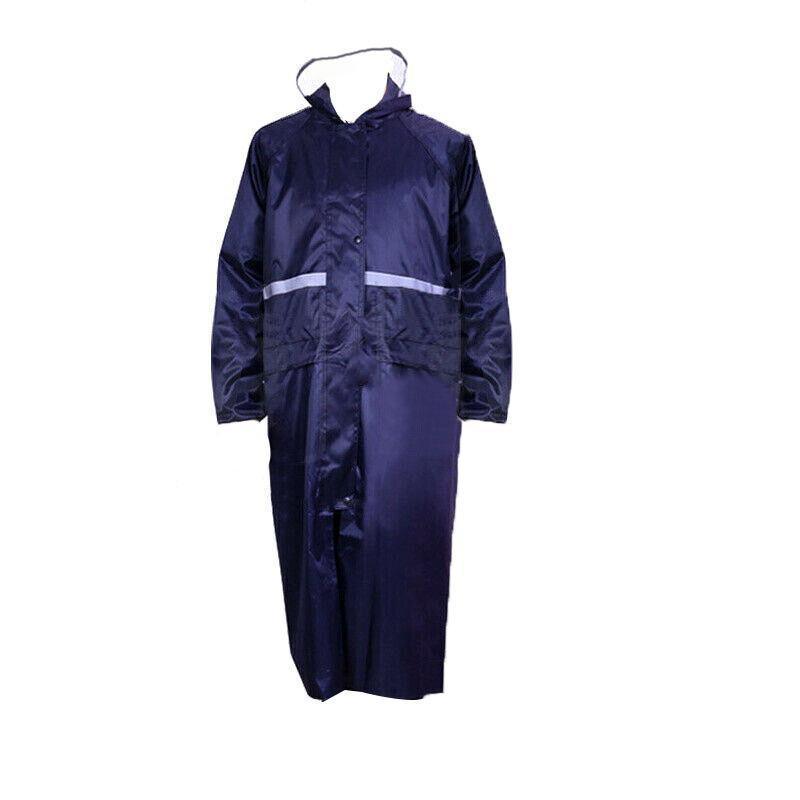 Unisex Waterproof Raincoat XL Size Lightweight Hooded Long Work Outdoor Overcoat - Blue