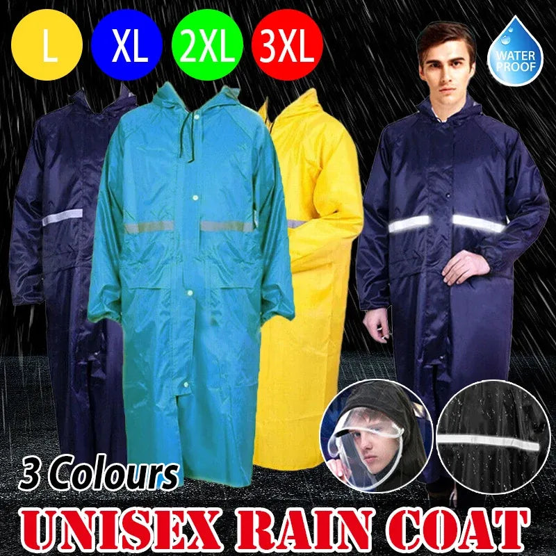 Hooded Waterproof Long Raincoat for Outdoor Work Lightweight 3XL Size - Yellow