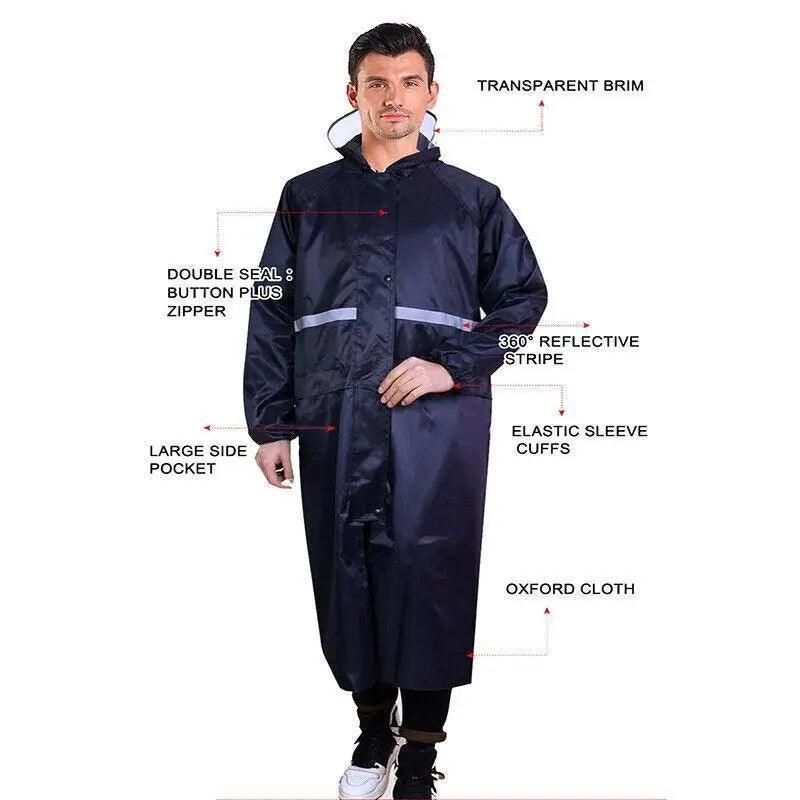 Hooded Waterproof Long Raincoat for Outdoor Work Lightweight 3XL Size - Yellow