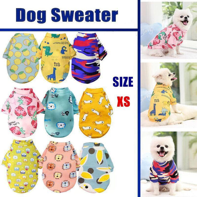 XS Cute Pet Dog Warm Jumper Sweater Clothes Cat Knitwear Knitted Coats Winter - Blue Rabbit