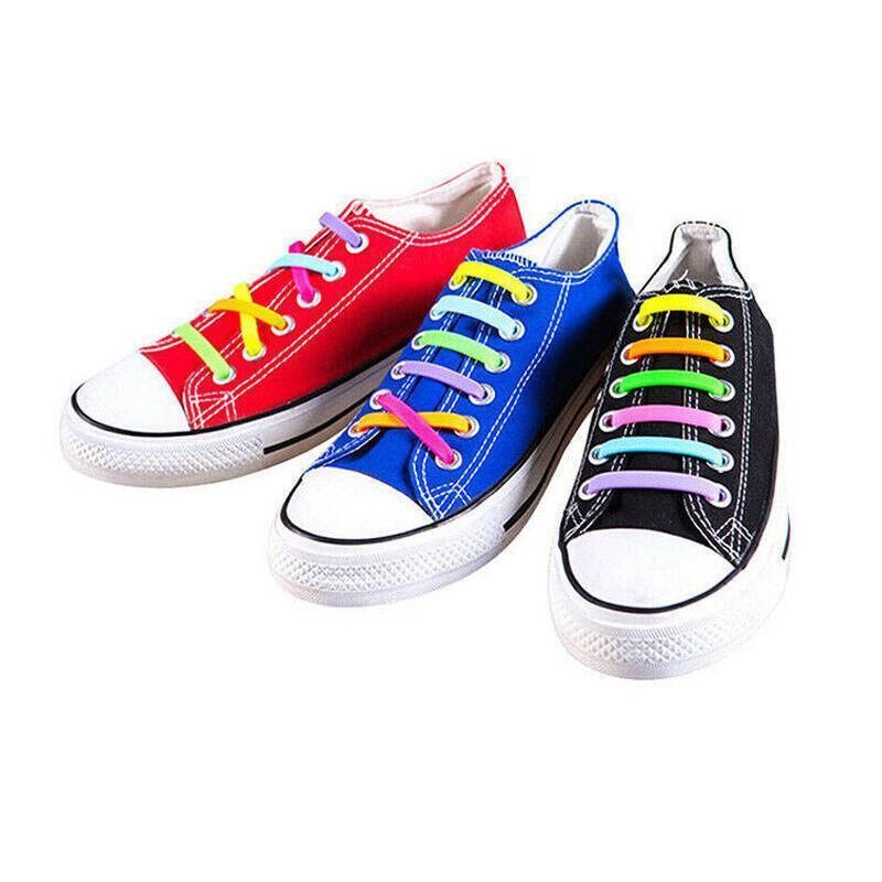 No Tie Elastic Silicone Shoe Laces 16PCS Shoelaces for Sneakers and Runners - Orange 16PCS