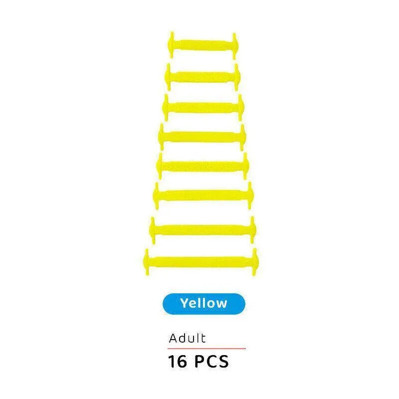 No Tie Elastic Silicone Shoe Laces 16PCS Shoelaces for Sneakers and Runners - Yellow 16PCS