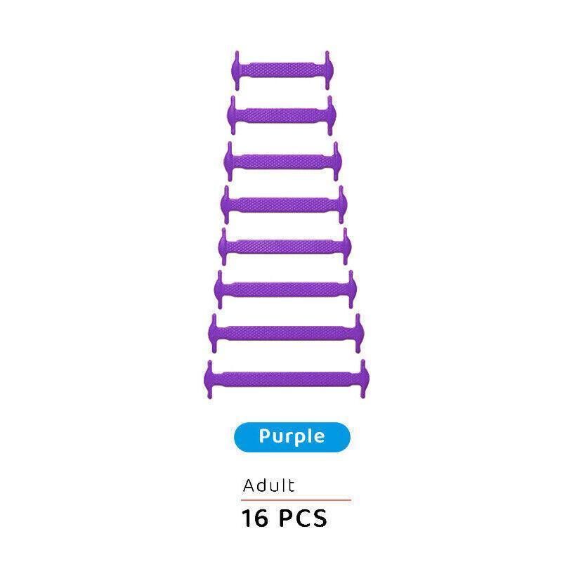 No Tie Elastic Silicone Shoe Laces 16PCS Shoelaces for Sneakers and Runners - Purple 16PCS