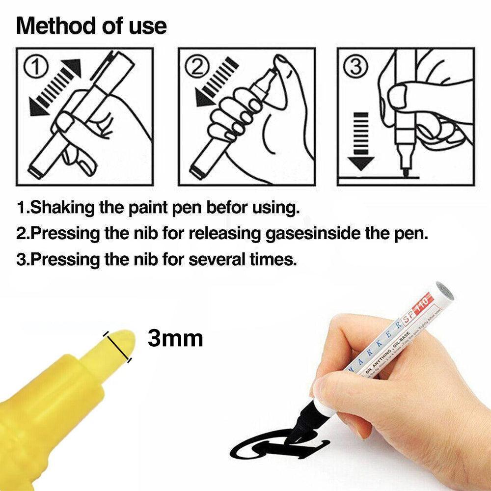Multicolour Permanent Paint Marker Pens for Tyre Metal Glass Rubber - Red