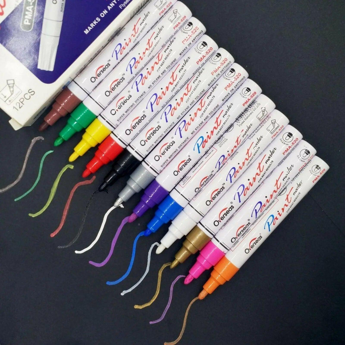 Multicolour Permanent Paint Marker Pens for Tyre Metal Glass Rubber - Red