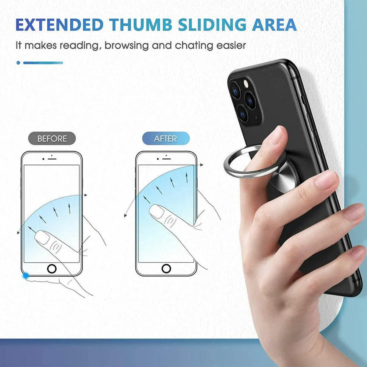 Iring Phone Ring Finger Holder Stand Car Mount Hook For Iphone Ipad Mobile Grip - F- Silver