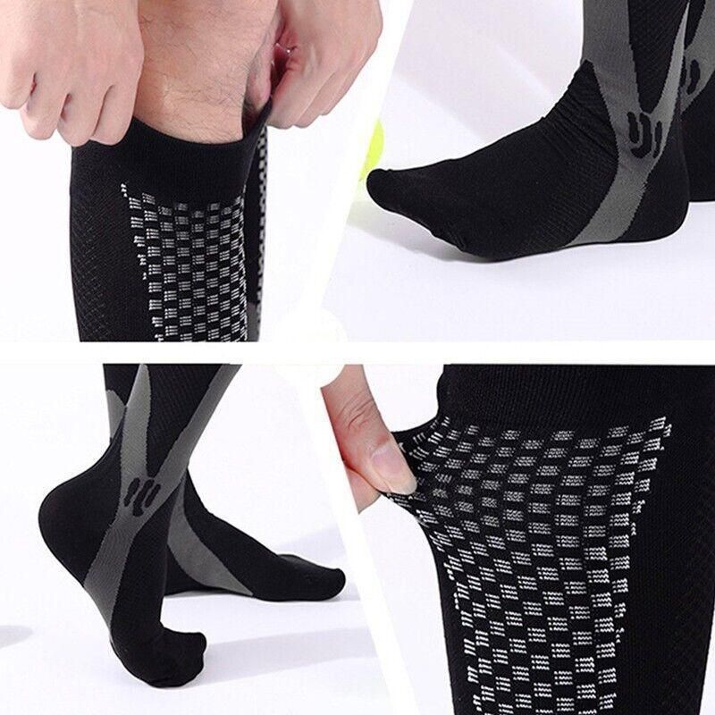 Copper Compression Socks for Running Travel Sports Anti Fatigue Support XXL Unisex - White