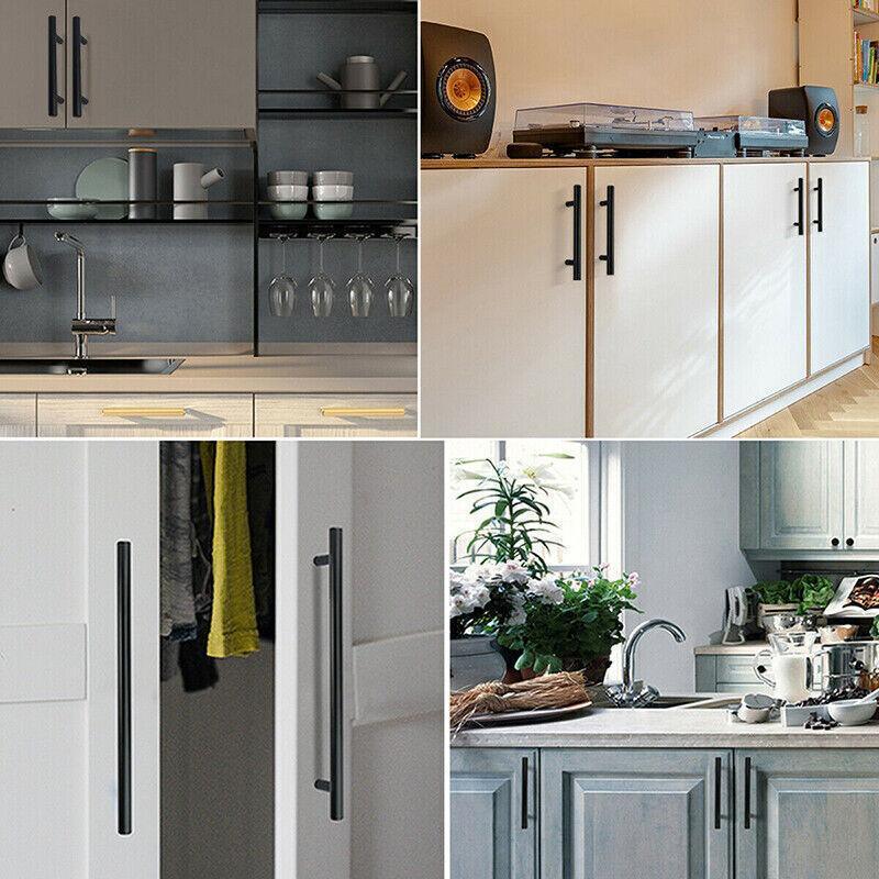 1pcs Black Kitchen Cabinet Door Handles Matte Black Stainless Steel Door Drawer Pull T Bar - 50mm