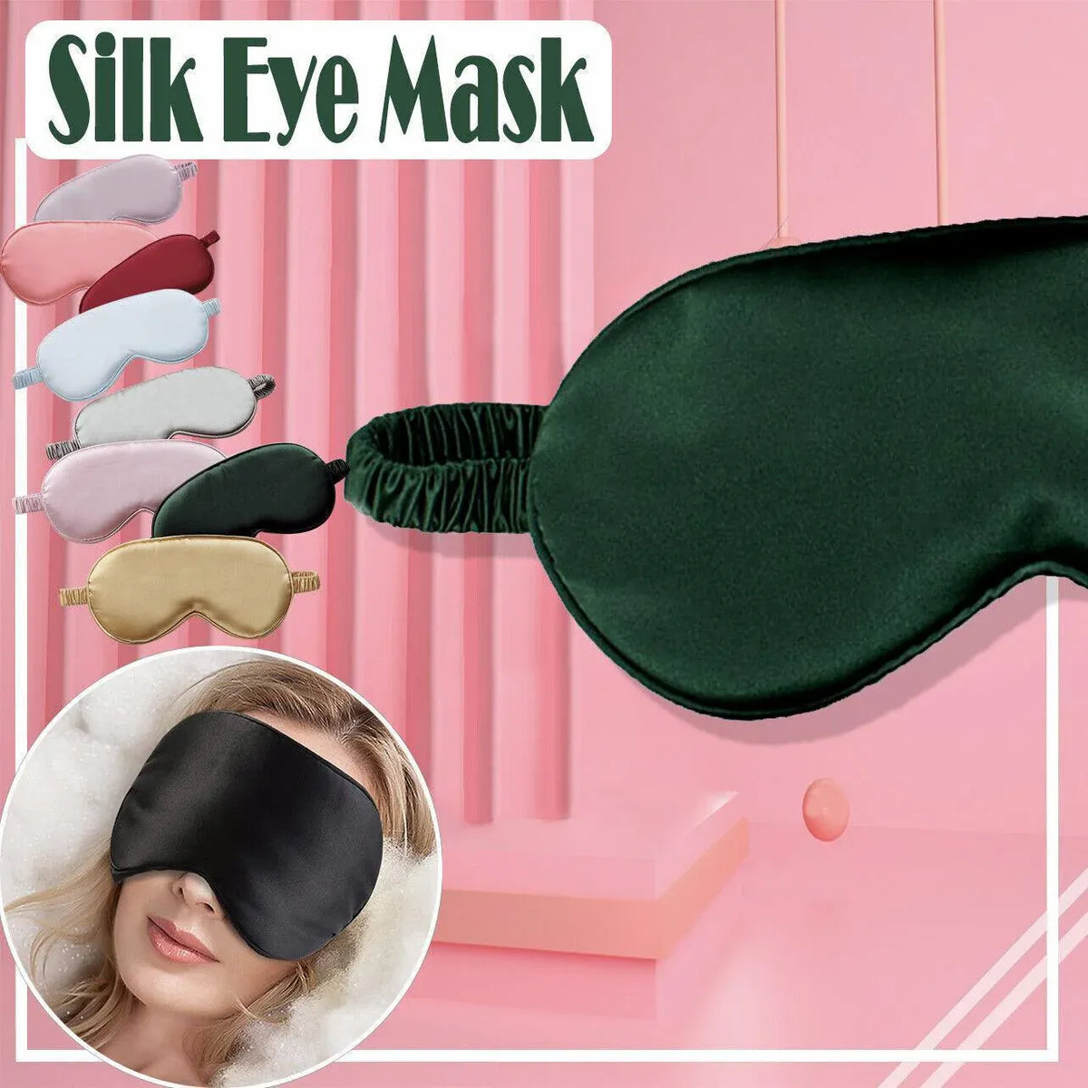 Pure Soft Silk Eyeshade Blindfold Sleep Eye Mask Cover Light Shade Travel Relax - Quietly Elegant Green