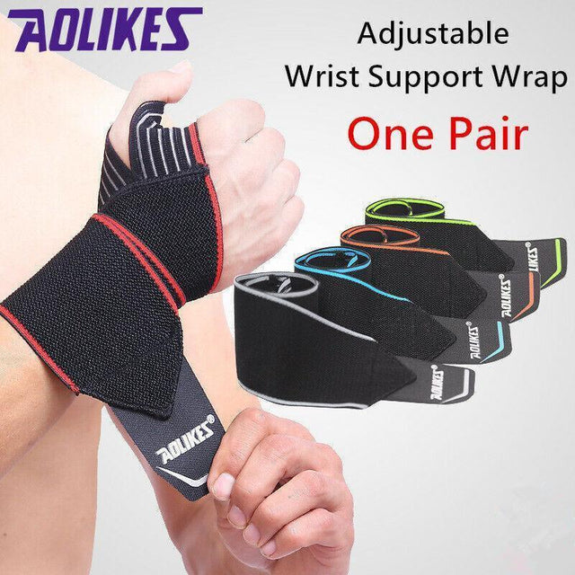 Aolikes 1 Pair Adjustable Wrist Support Wrap Strap Compression Hand Brace Au - Orange (1 Pair)