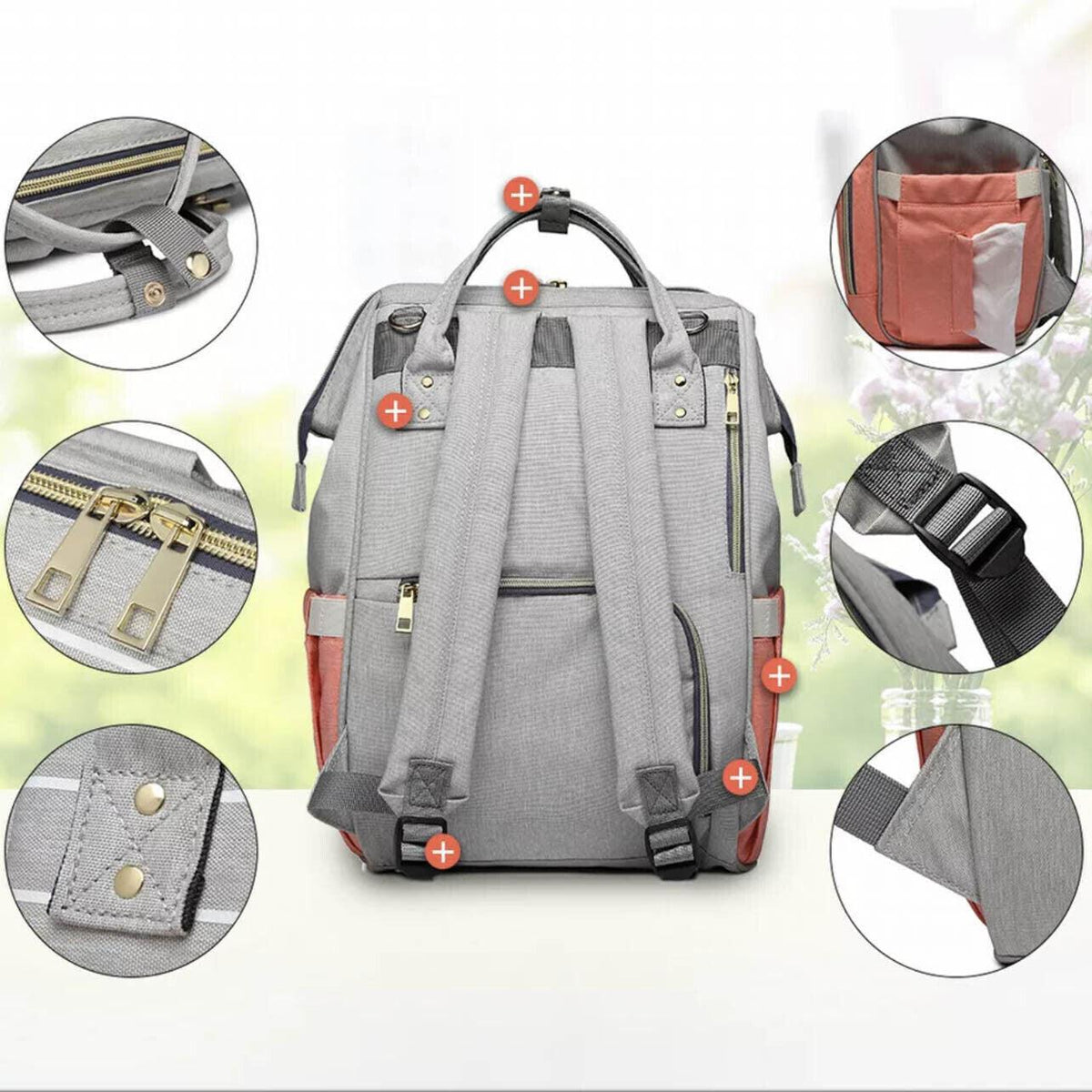 Luxury Multifunctional Diaper Nappy Backpack Maternity Mummy Changing Gray Dark