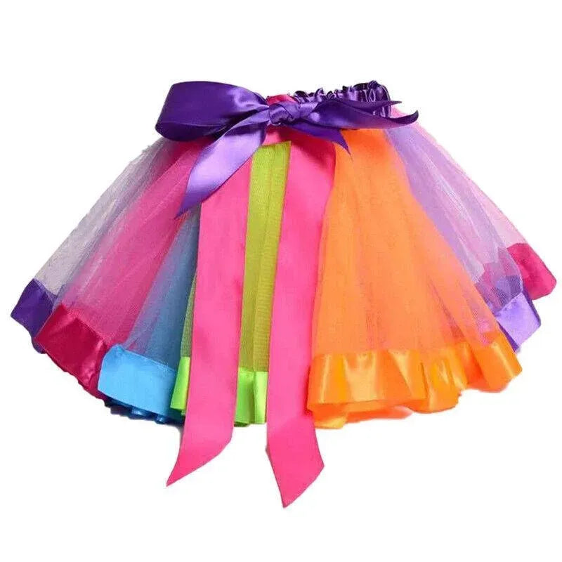 Adult Girl Rainbow Tutu Skirt Princess Dressup Party Costume Ballet Dancewear - L