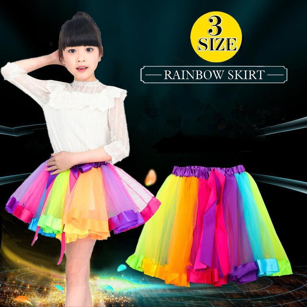 Adult Girl Rainbow Tutu Skirt Princess Dressup Party Costume Ballet Dancewear - L