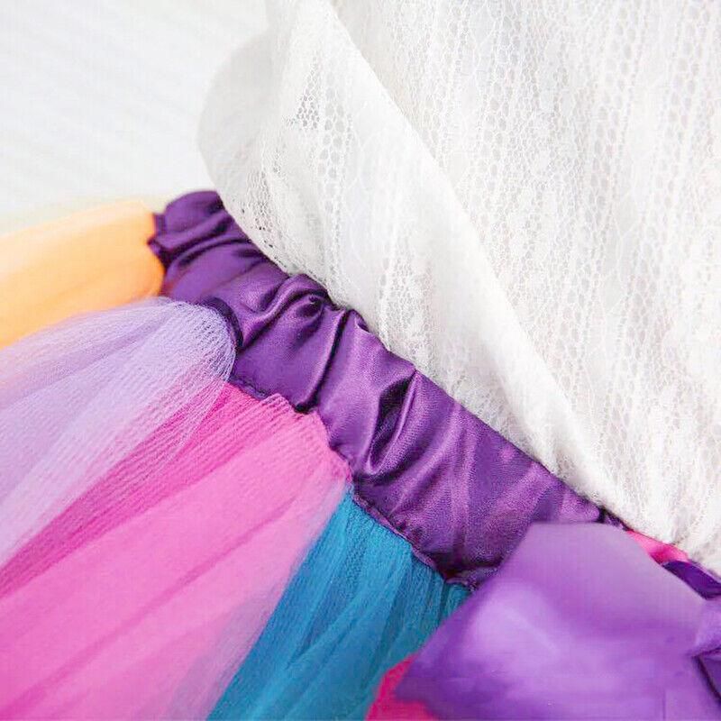 Adult Girl Rainbow Tutu Skirt Princess Dressup Party Costume Ballet Dancewear - L
