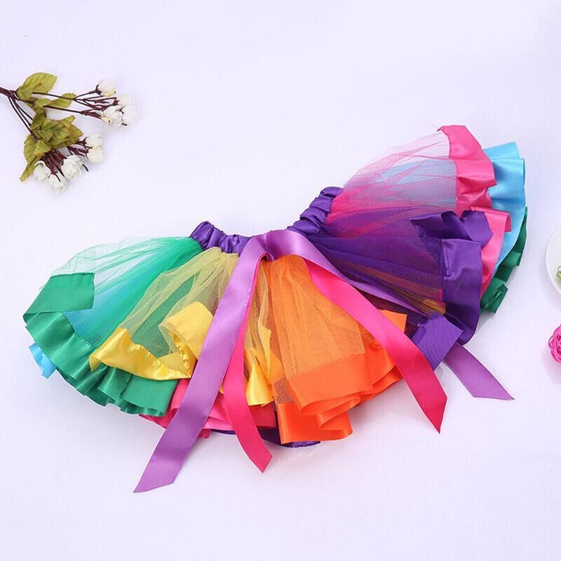 Adult Girl Rainbow Tutu Skirt Princess Dressup Party Costume Ballet Dancewear - L