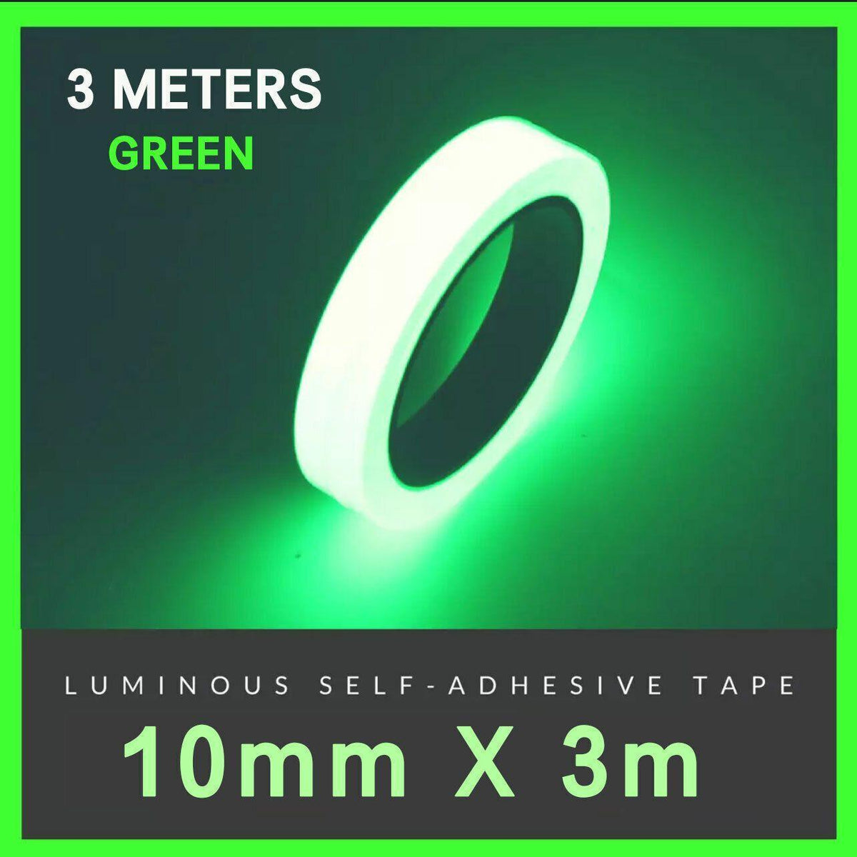 1cm x 3m Glow in the Dark Self-Adhesive Tape Fluorescent Decorative Strip - Green 1cm*3m