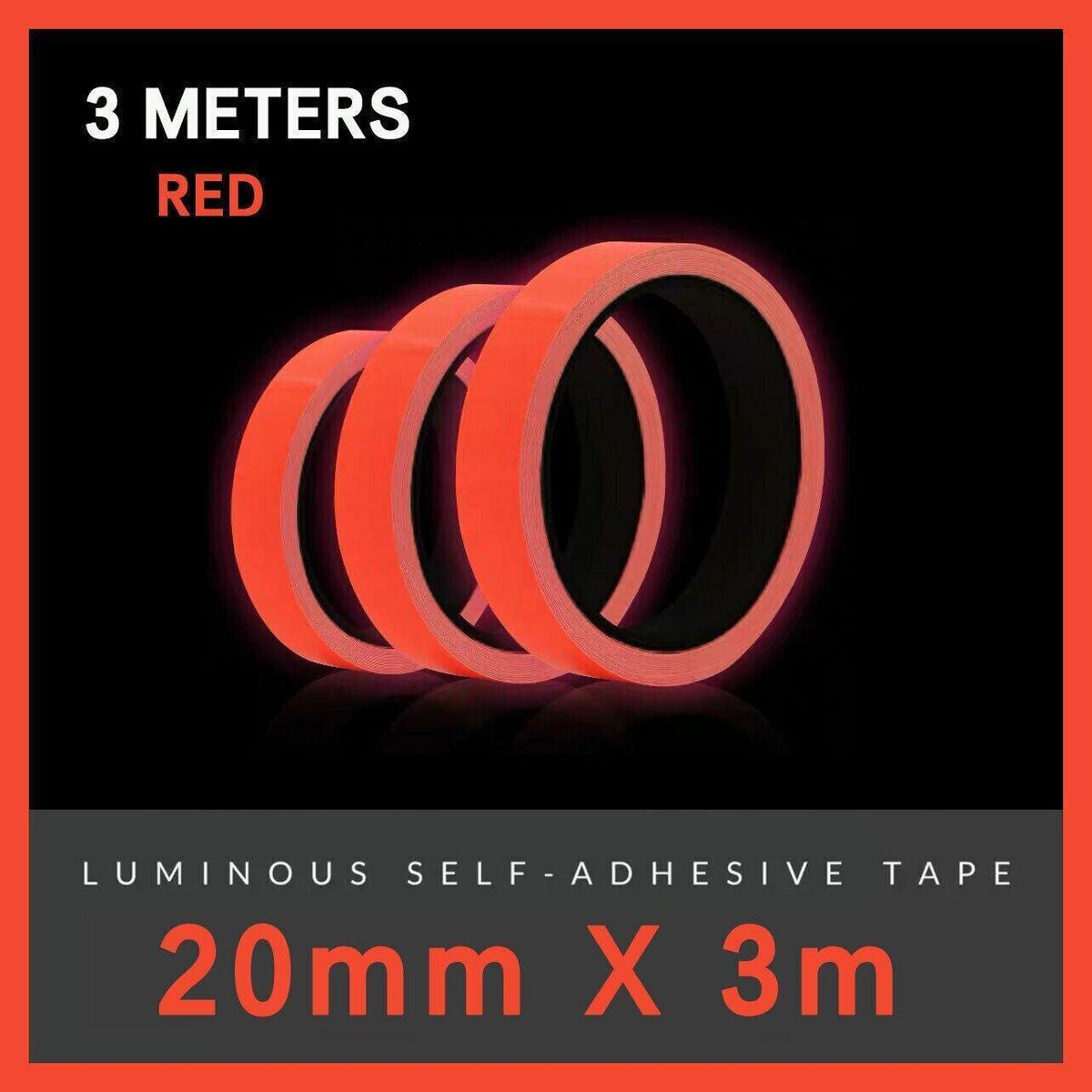 2cm x 3m Glow in the Dark Fluorescent Tape Self-Adhesive Strip for Marking and Decor - Green 2cm*3m