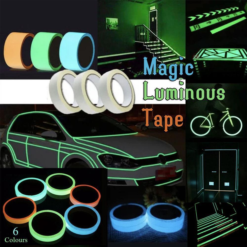 1cm x 3m Glow in the Dark Self-Adhesive Tape Fluorescent Decorative Strip - Red 1cm*3m