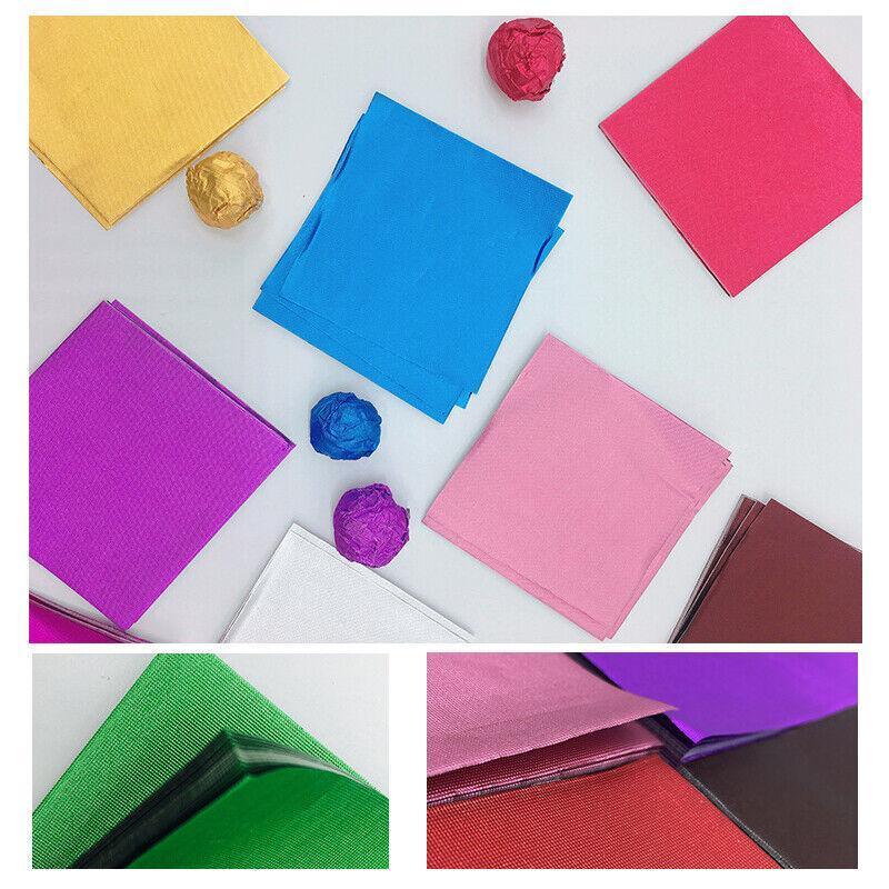100PCS Tin Foil Aluminium Wrapping Square Chocolate Wrappers 10CM - Gold/Gloss