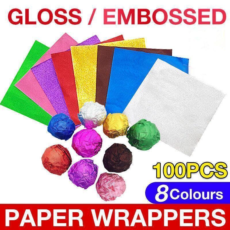 100PCS Tin Foil Aluminium Wrapping Square Chocolate Wrappers 10CM - Red/Gloss