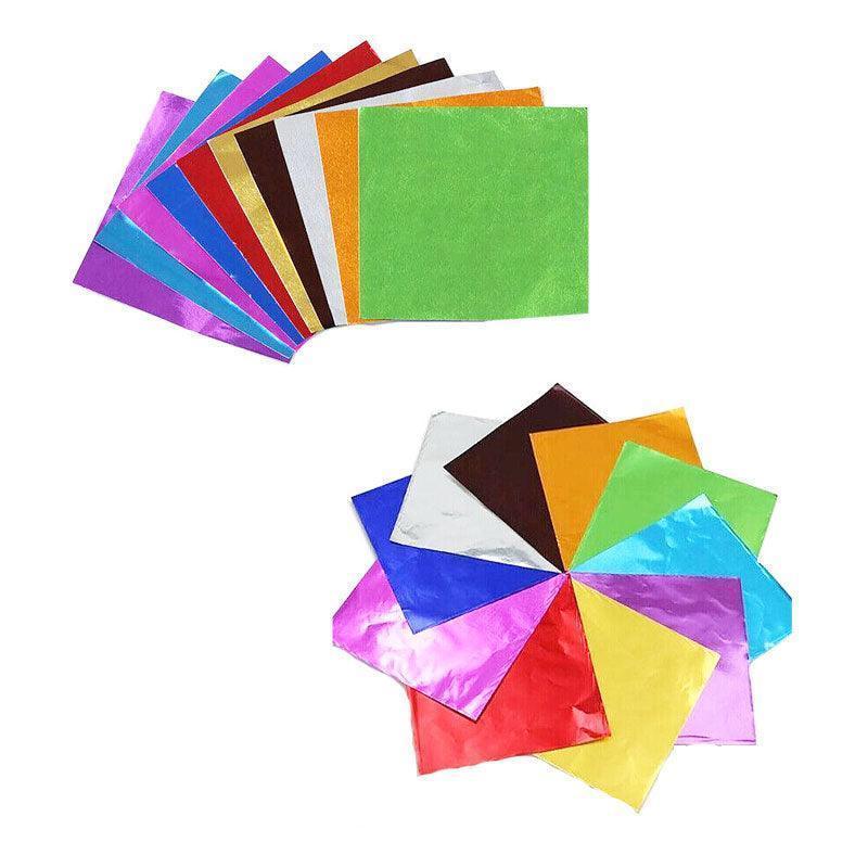 100PCS Tin Foil Aluminium Wrapping Square Chocolate Wrappers 10CM - Red/Embossed
